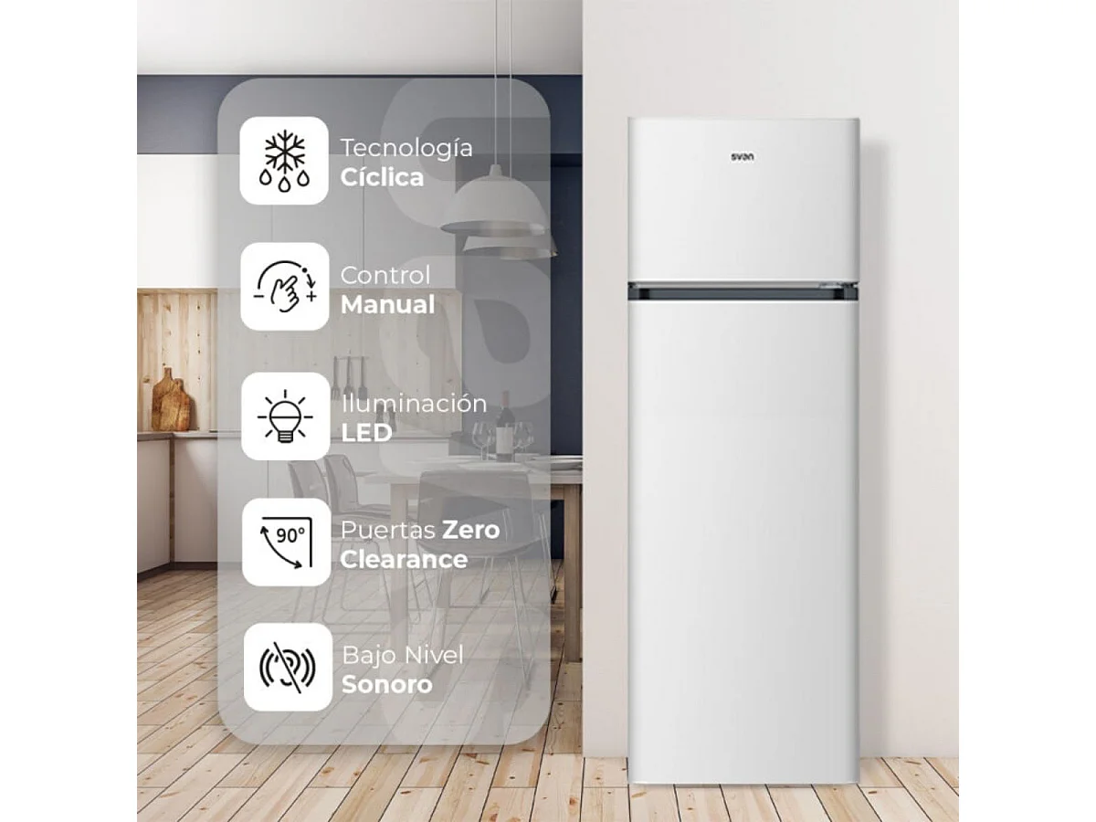 Frigorífico 2 puertas Svan SF165501E cíclico 243L E blanco 161 cm
