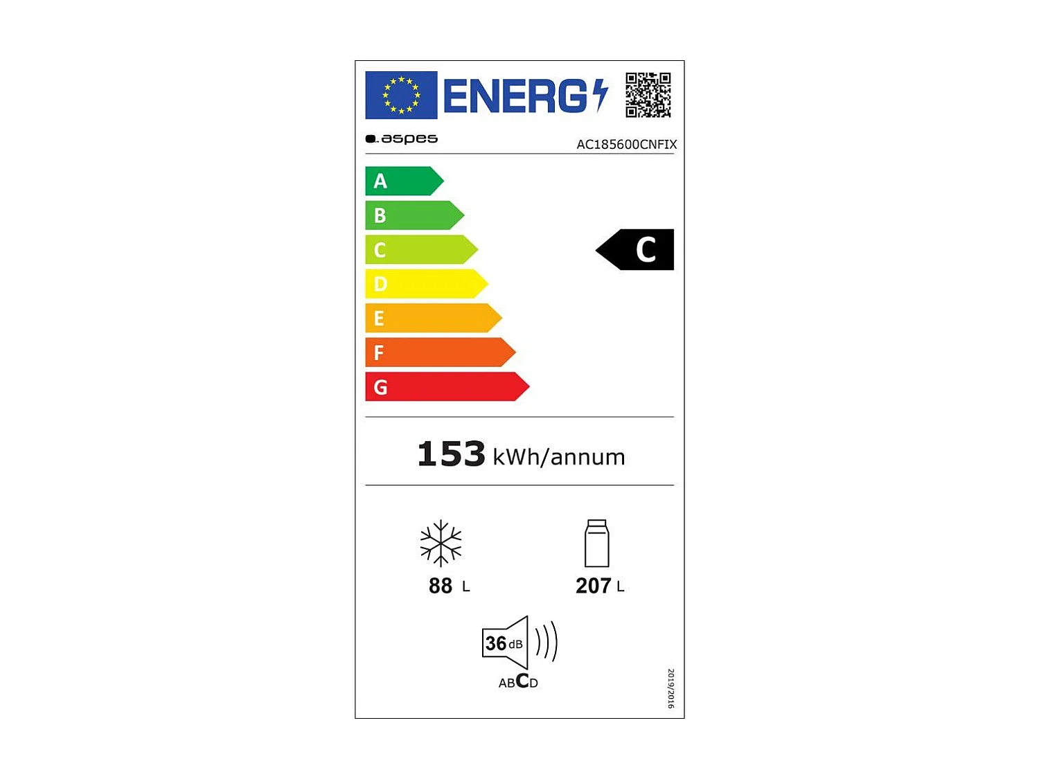 Frigorífico combi Aspes AC185600CNFIX No Frost 295L C inox 186 cm