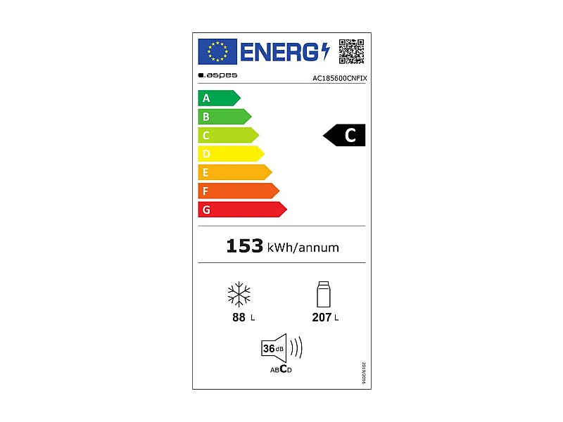 Frigorífico combi Aspes AC185600CNFIX No Frost 295L C inox 186 cm