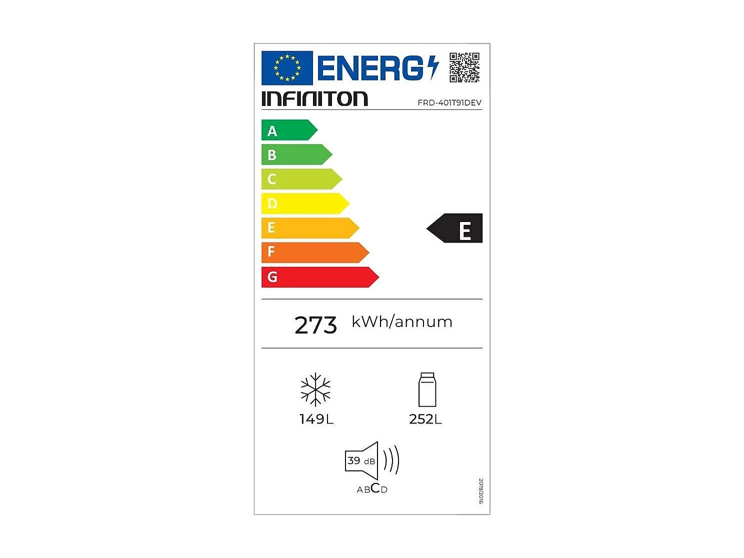 Frigorífico combi francés Infiniton FRD-401T91DEV Total No Frost 401L E inox 190,9 cm