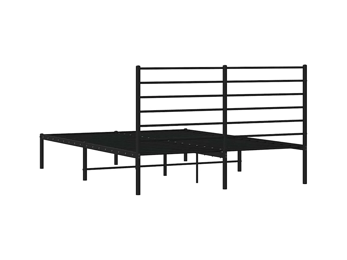 Cadre de lit métal sans matelas avec tête de lit noir 140x200cm