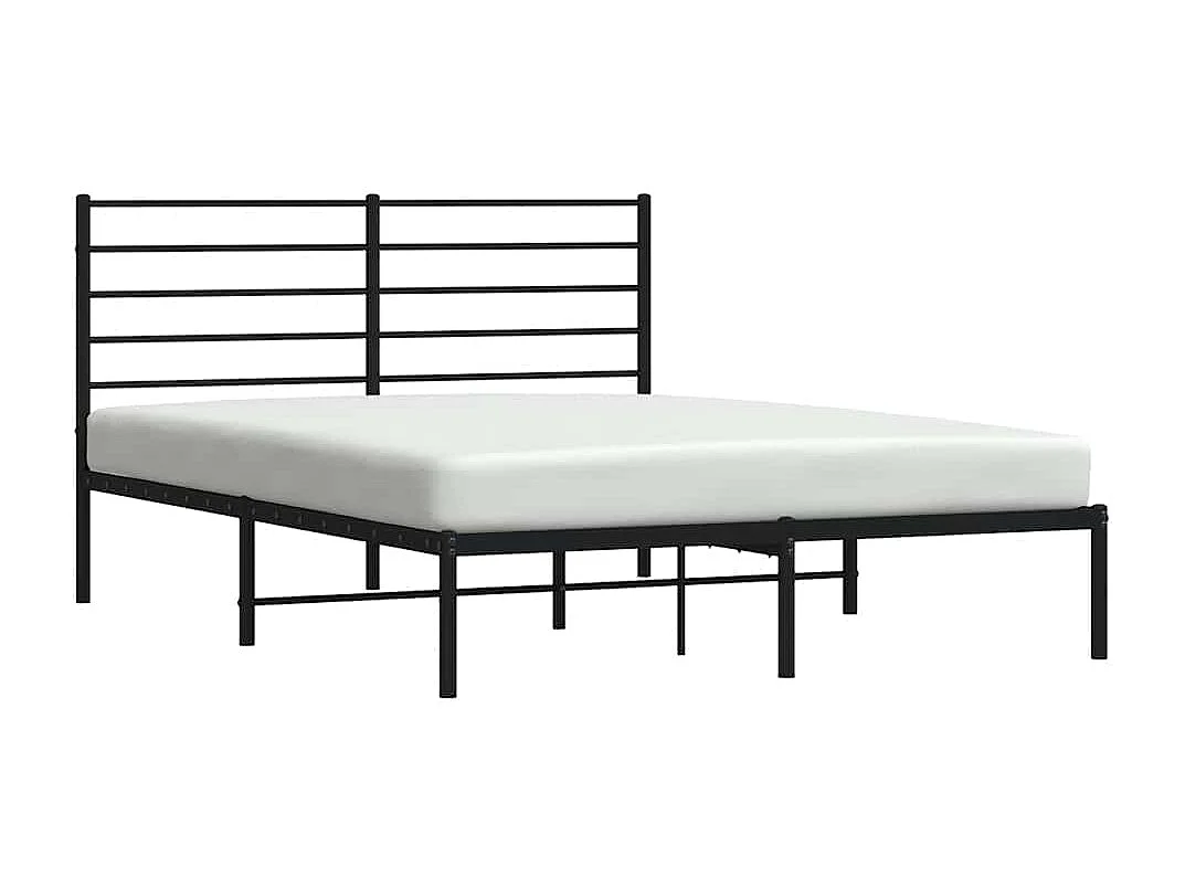 Bettgestell mit Kopfteil Metall Schwarz 140x200 cm