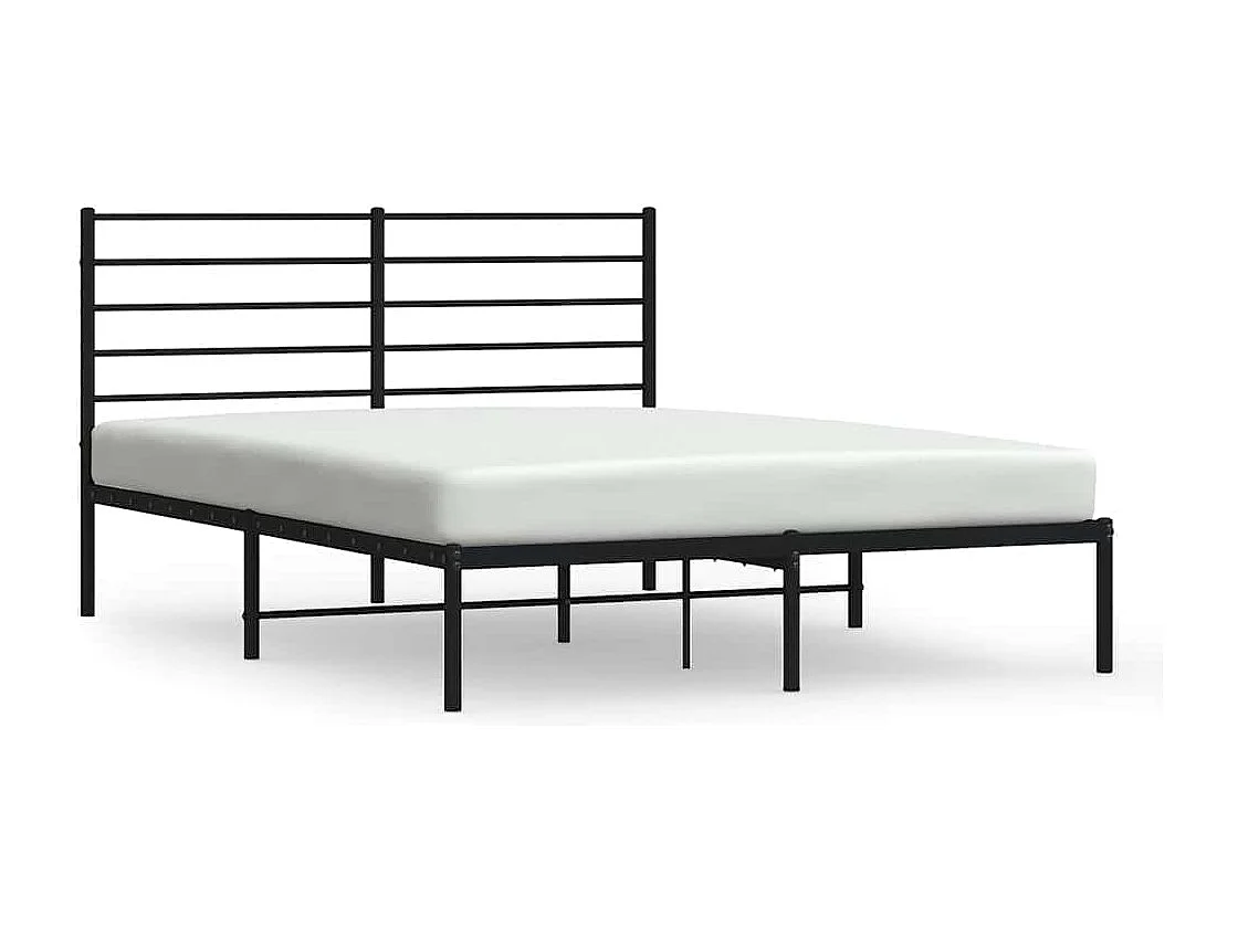 Cadre de lit métal sans matelas avec tête de lit noir 140x200cm