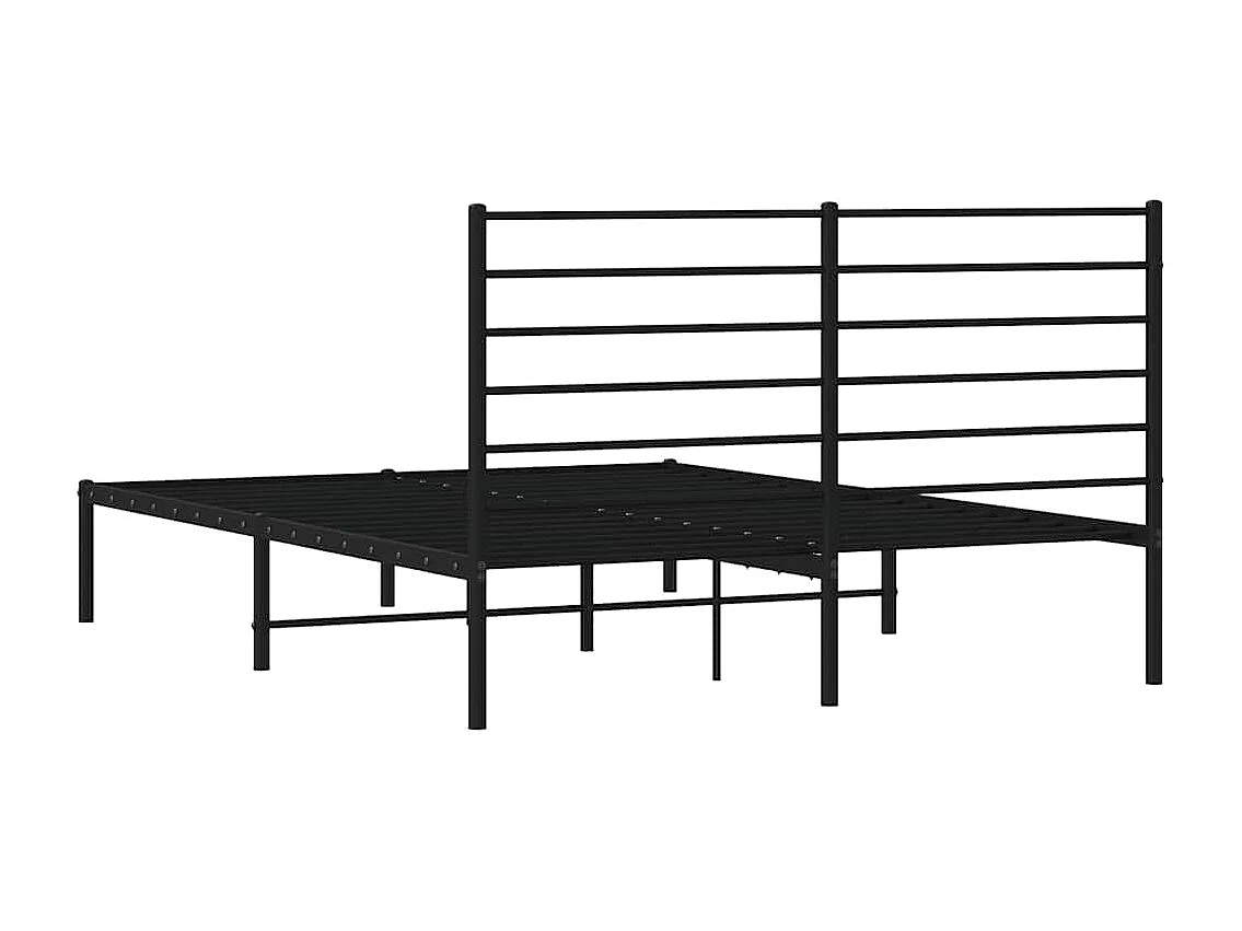 Cadre de lit métal sans matelas avec tête de lit noir 120x200cm