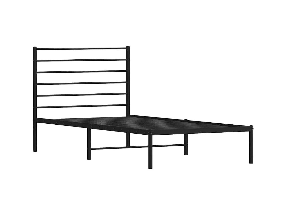 Giroletto con Testiera in Metallo Nero 90x190 cm