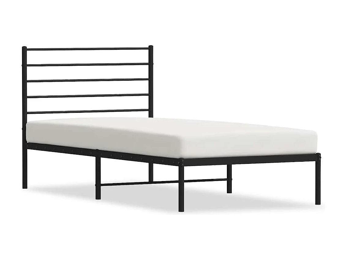 Estrutura de cama com cabeceira 90x190 cm metal preto