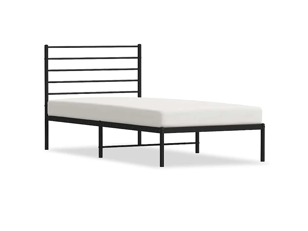 Estrutura de cama com cabeceira 90x190 cm metal preto