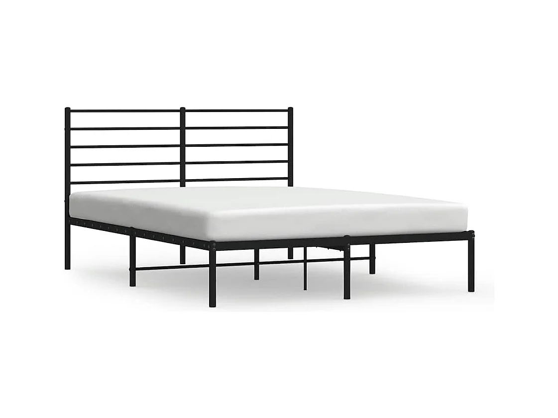 Cadre de lit métal sans matelas avec tête de lit noir 140x190cm