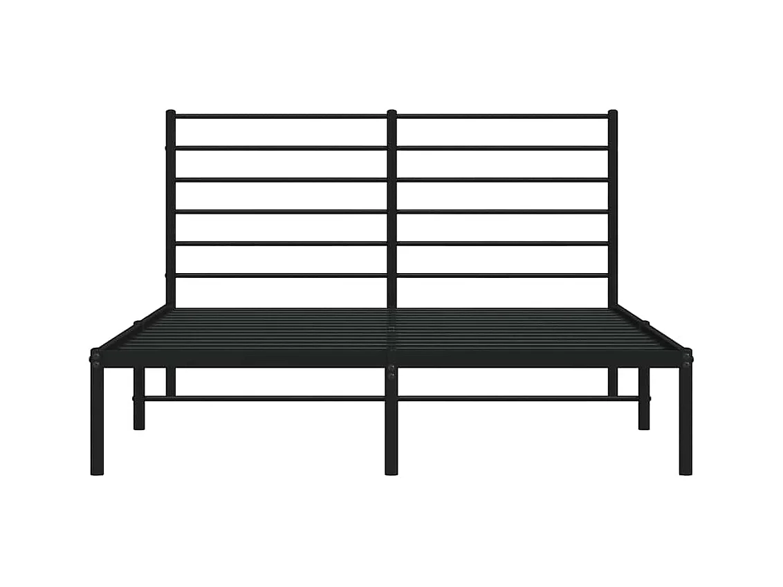 Cadre de lit métal sans matelas avec tête de lit noir 140x190cm