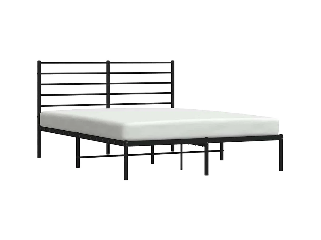 Bettgestell mit Kopfteil Metall Schwarz 140x190 cm