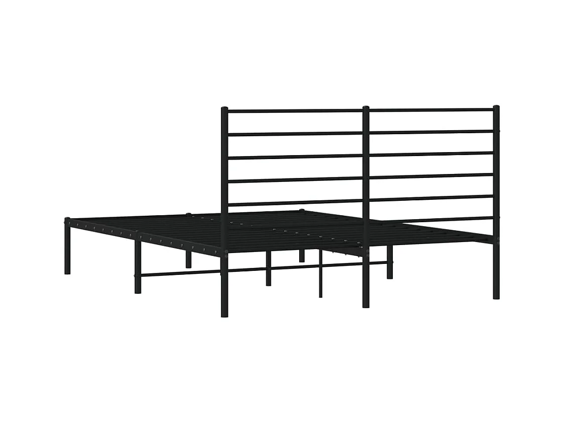 Bettgestell mit Kopfteil Metall Schwarz 140x190 cm