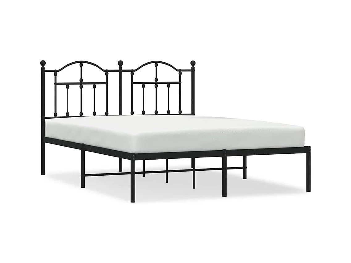 Estructura cama sin colchón con cabecero metal negro 140x190 cm