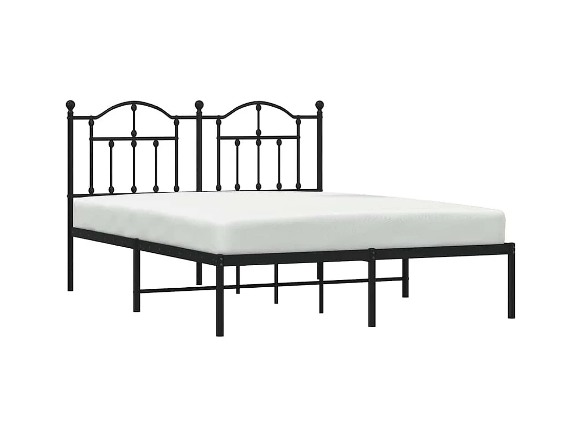 Cadre de lit métal sans matelas avec tête de lit noir 140x190cm
