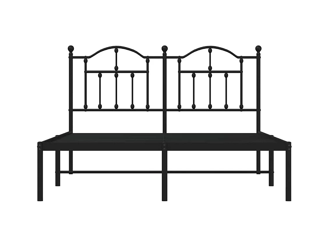 Cadre de lit métal sans matelas avec tête de lit noir 140x190cm