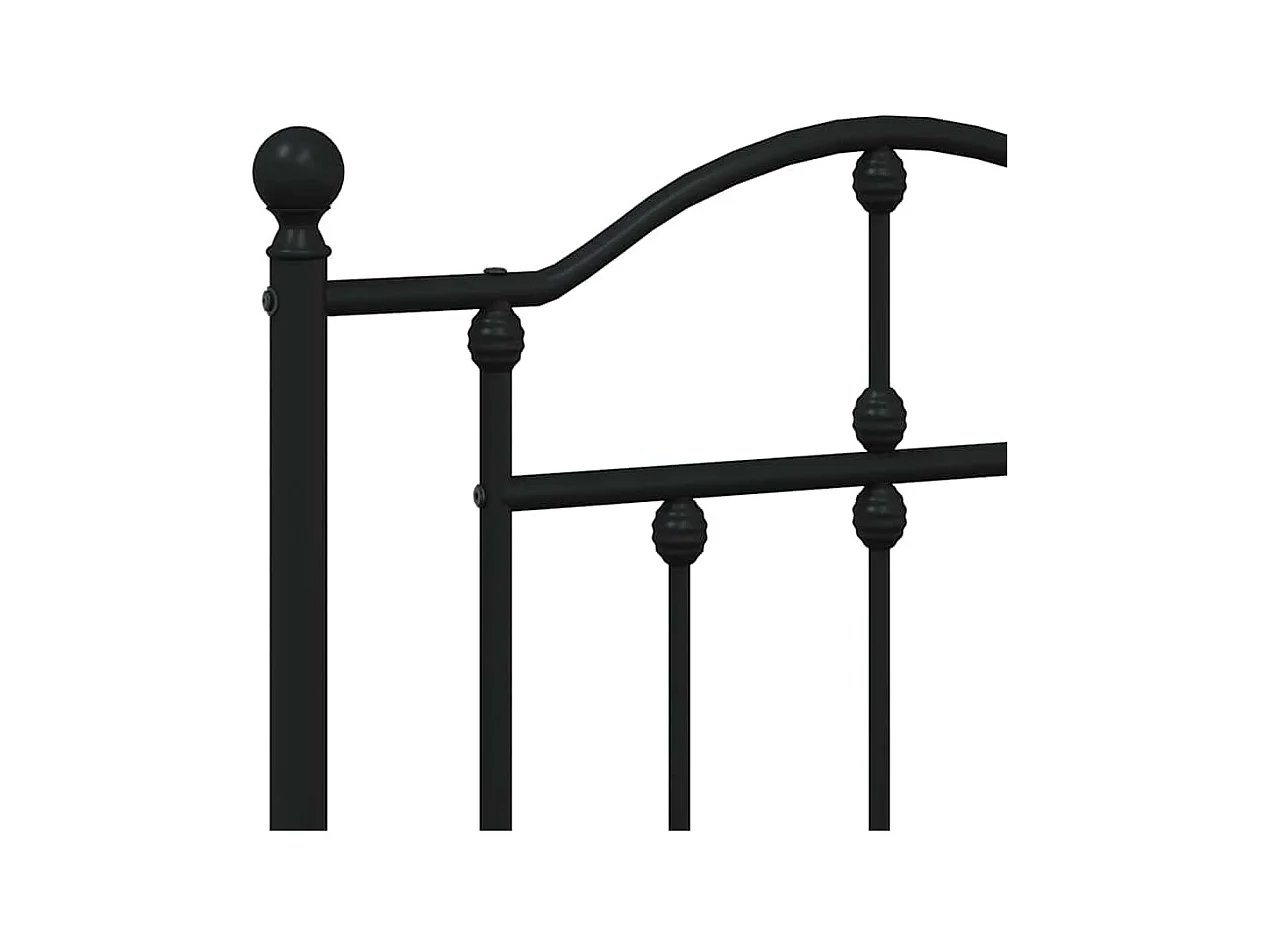 Cadre de lit métal sans matelas avec tête de lit noir 140x190cm