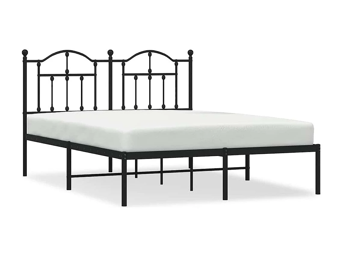 Cadre de lit métal sans matelas avec tête de lit noir 140x190cm