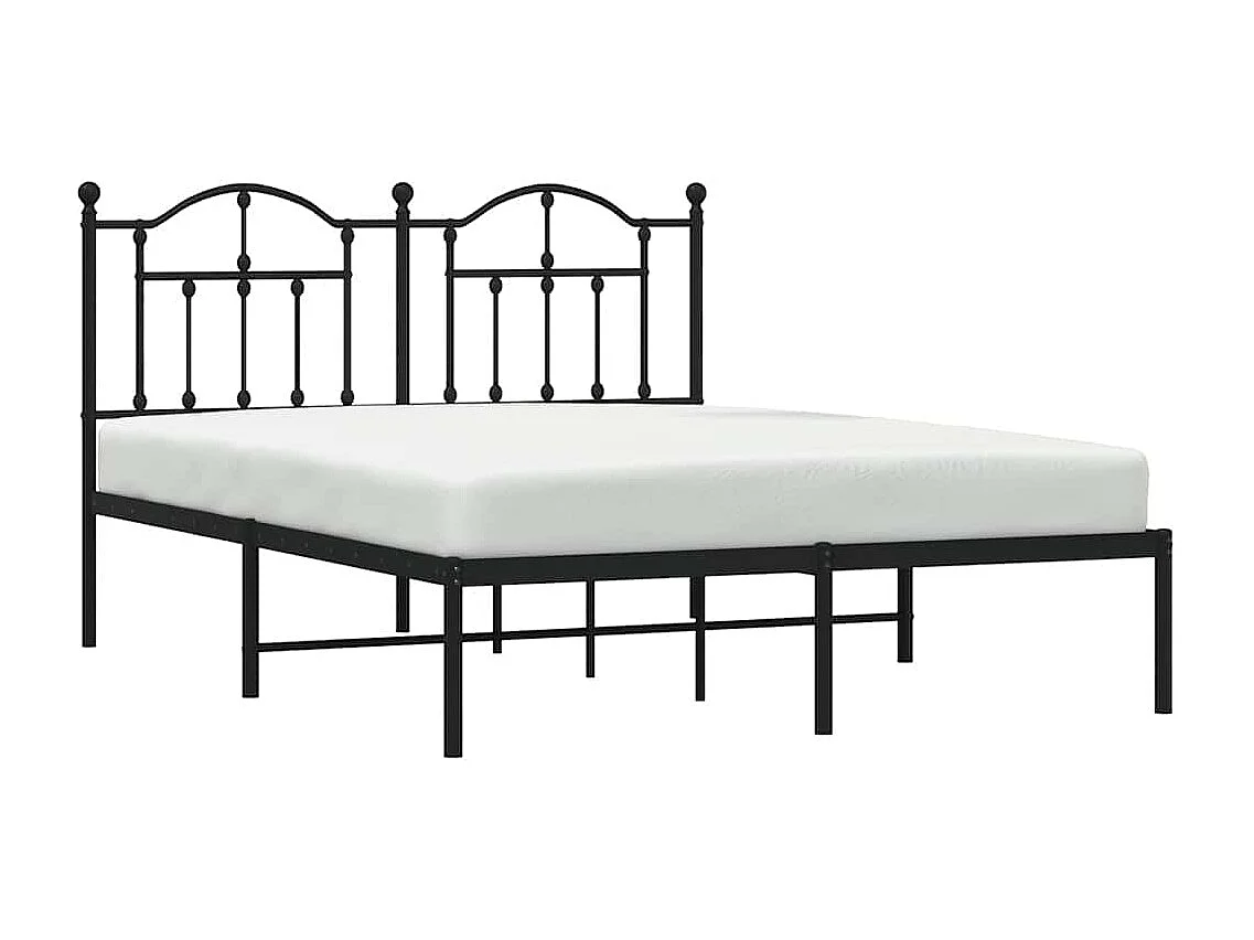 Cadre de lit métal sans matelas avec tête de lit noir 140x190cm