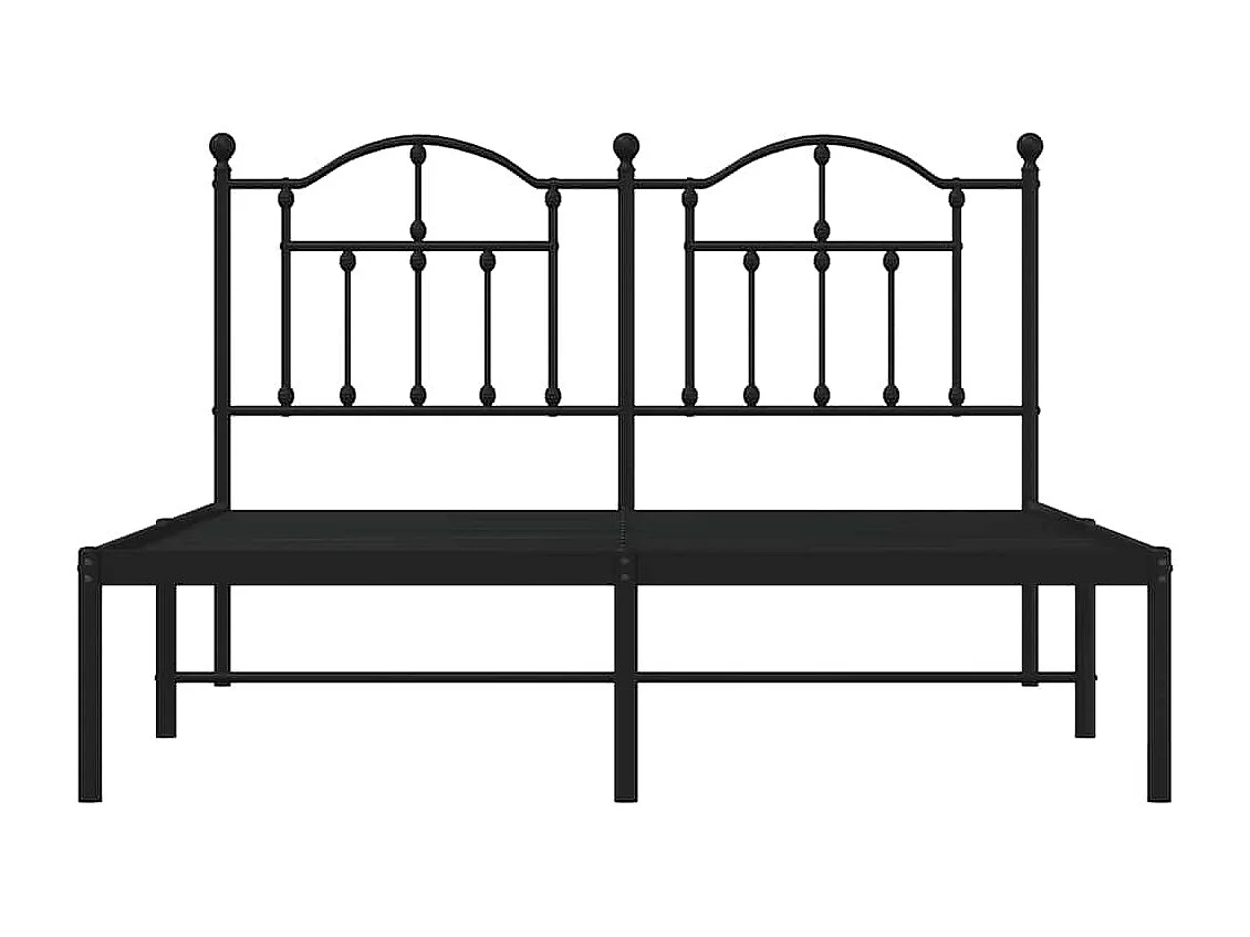 Cadre de lit métal sans matelas avec tête de lit noir 140x190cm