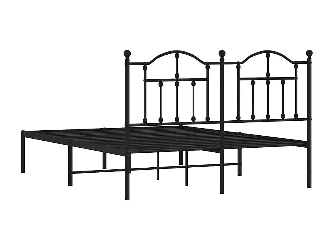 Cadre de lit métal sans matelas avec tête de lit noir 140x190cm