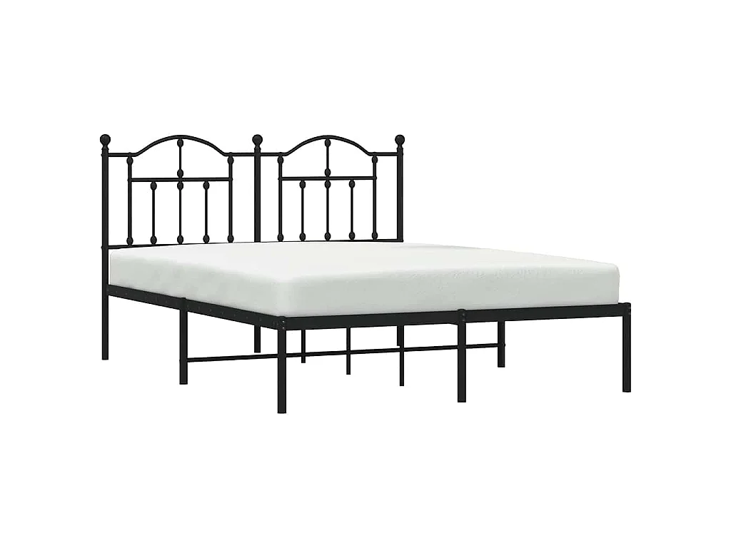 Cadre de lit métal sans matelas avec tête de lit noir 140x190cm