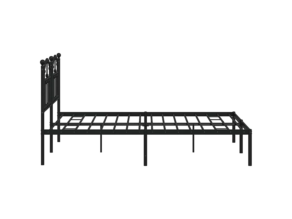 Cadre de lit métal sans matelas avec tête de lit noir 140x190cm