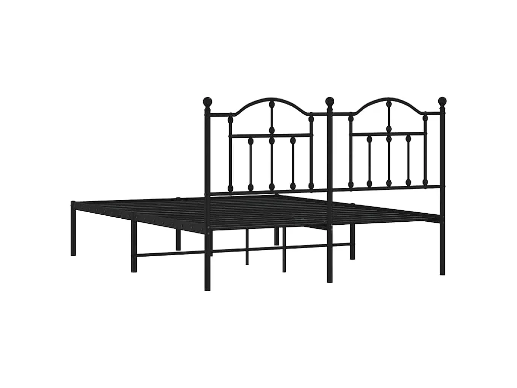Cadre de lit métal sans matelas avec tête de lit noir 140x190cm