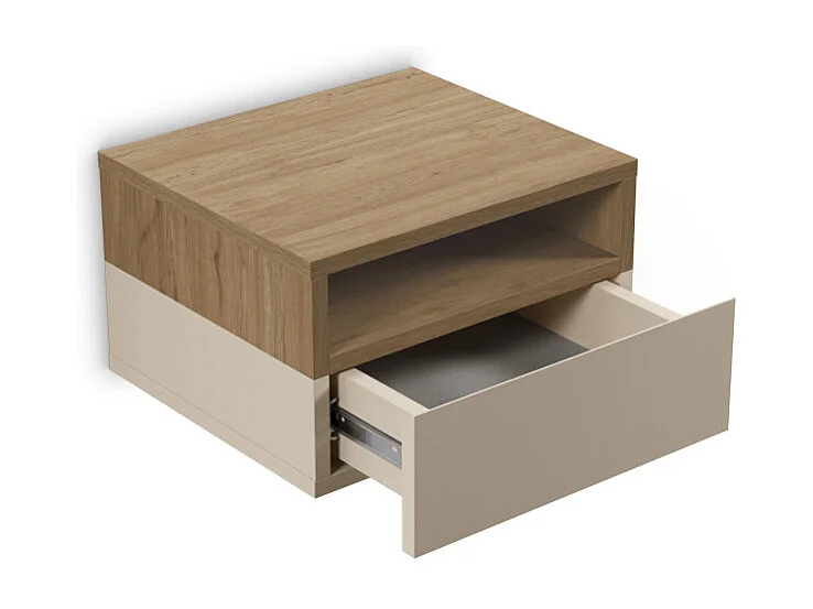 Quenor - Table de chevet murale 1 tiroir en bois - Beige