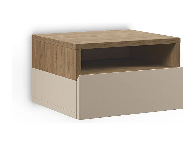 Quenor - Table de chevet murale 1 tiroir en bois - Beige
