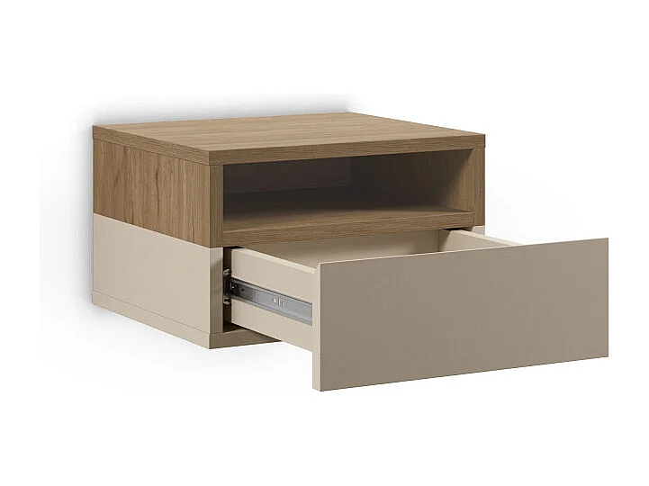 Quenor - Table de chevet murale 1 tiroir en bois - Beige