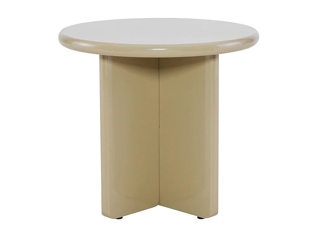 Paloma - Table d'appoint ronde en bois laqué ø50cm - Beige