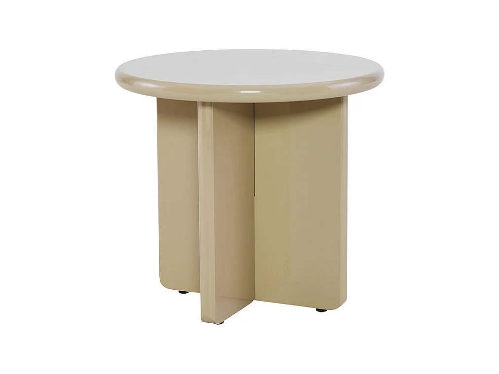 Paloma - Table d'appoint ronde en bois laqué ø50cm - Beige