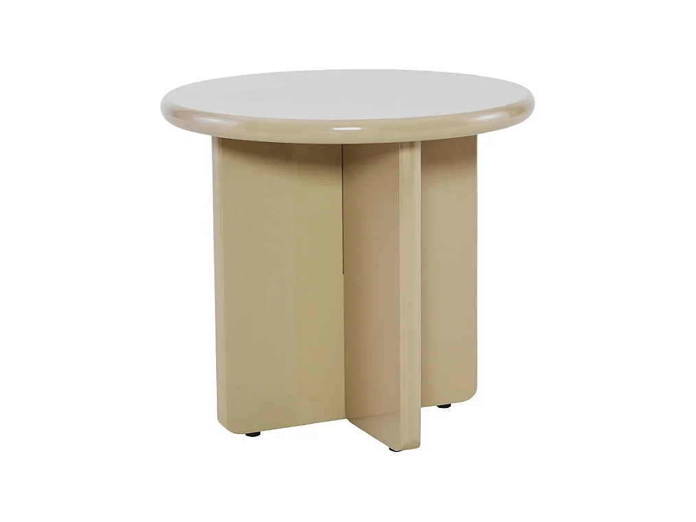 Paloma - Table d'appoint ronde en bois laqué ø50cm - Beige