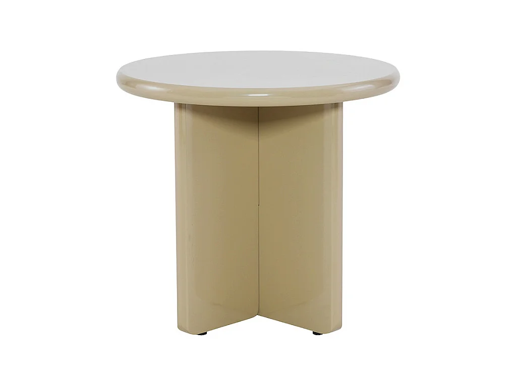 Paloma - Table d'appoint ronde en bois laqué ø50cm - Beige