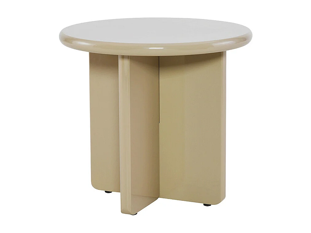 Paloma - Table d'appoint ronde en bois laqué ø50cm - Grège