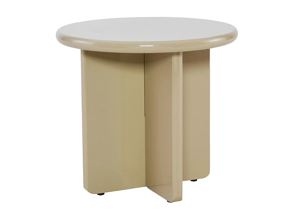 Paloma - Table d'appoint ronde en bois laqué ø50cm - Grège
