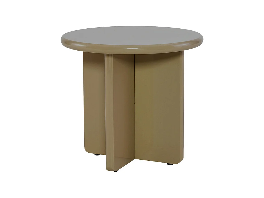 Paloma - Table d'appoint ronde en bois laqué ø50cm - Marron