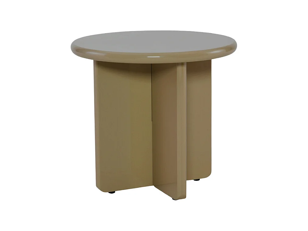 Paloma - Table d'appoint ronde en bois laqué ø50cm - Marron