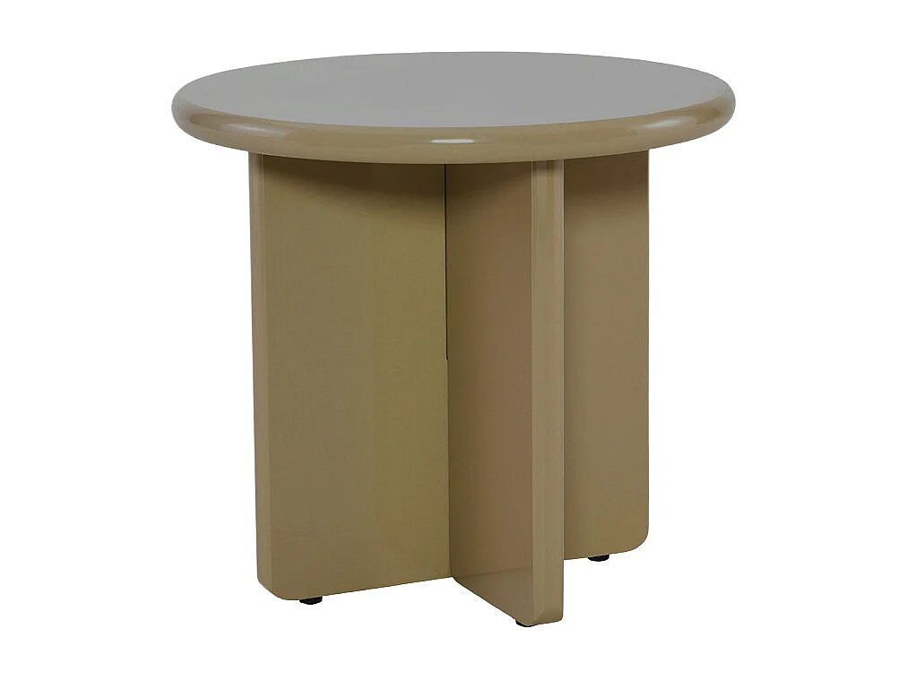 Paloma - Table d'appoint ronde en bois laqué ø50cm - Marron