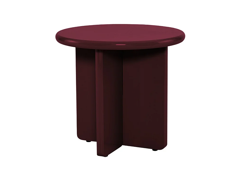 Paloma - Table d'appoint ronde en bois laqué ø50cm - Bordeaux