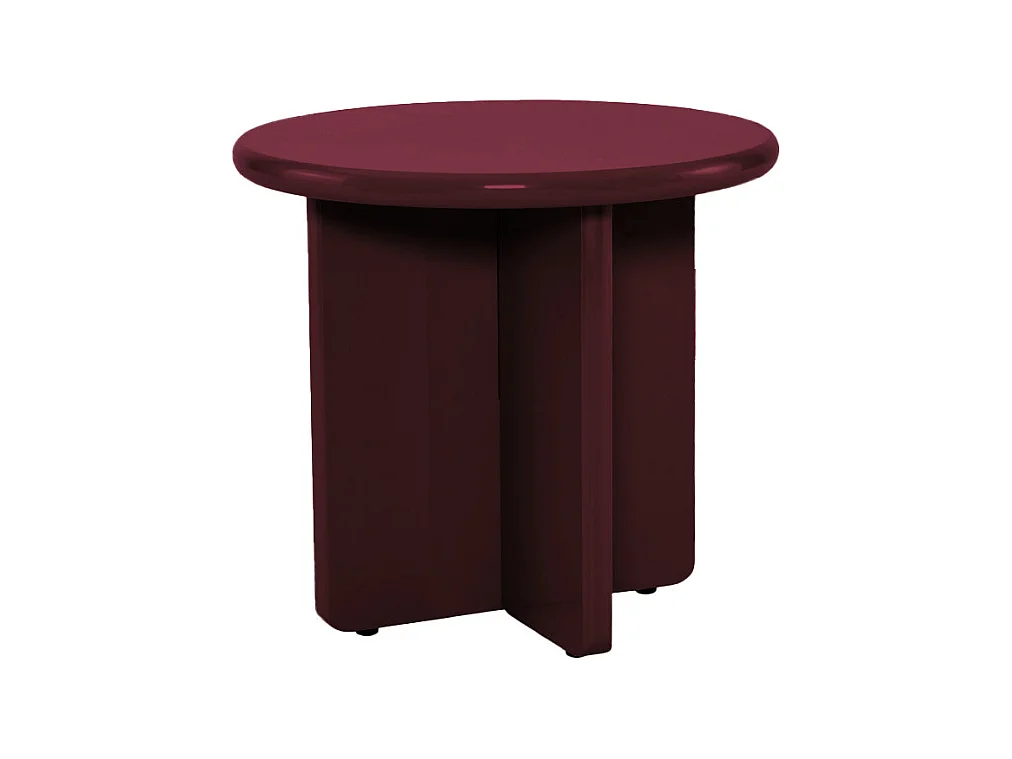 Paloma - Table d'appoint ronde en bois laqué ø50cm - Bordeaux