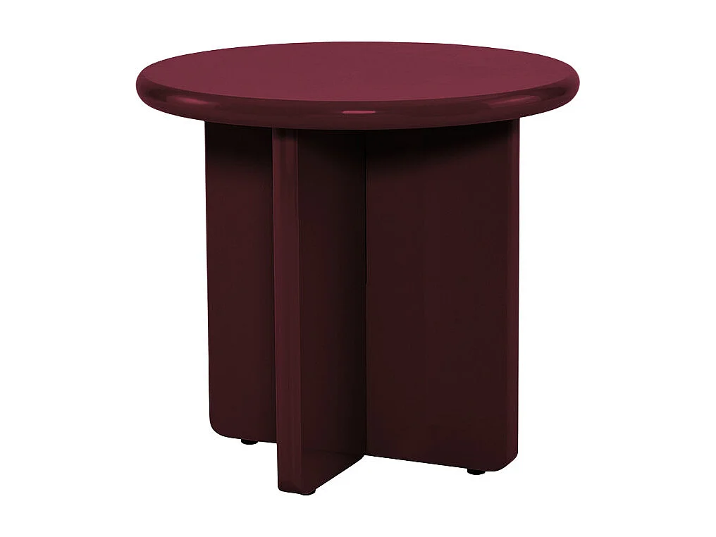 Paloma - Table d'appoint ronde en bois laqué ø50cm - Bordeaux