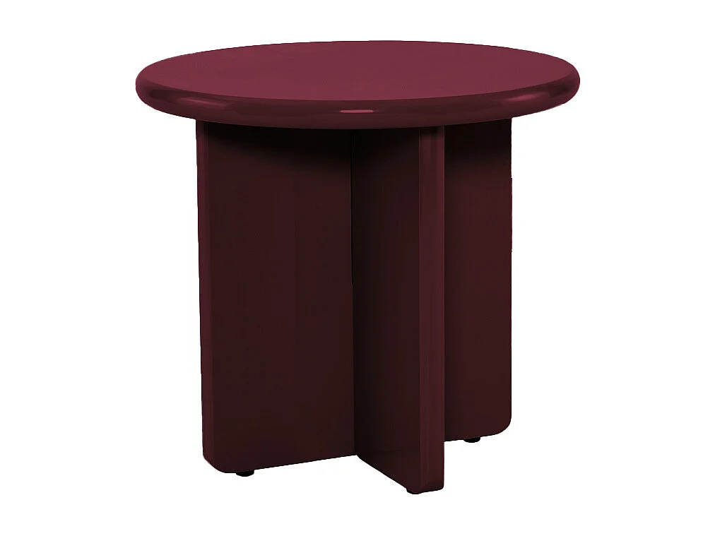 Paloma - Table d'appoint ronde en bois laqué ø50cm - Bordeaux