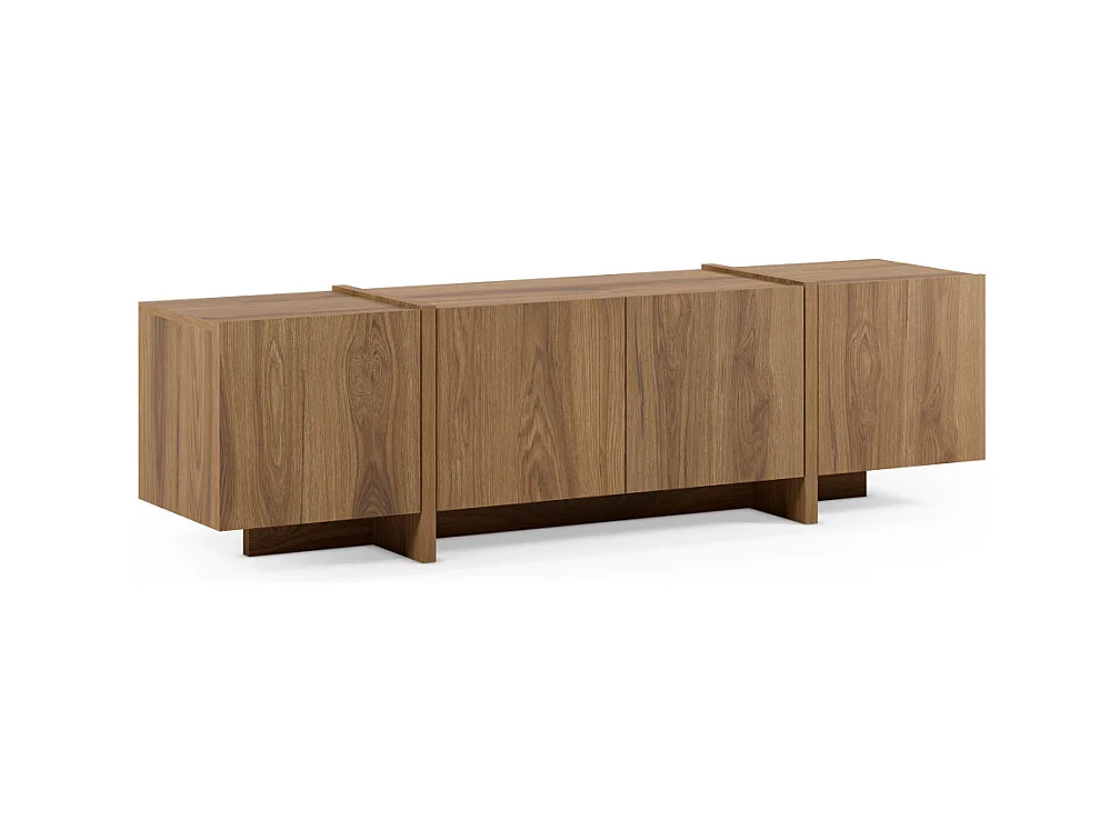 Nicole - Meuble TV 4 portes en bois 180cm - Bois foncé