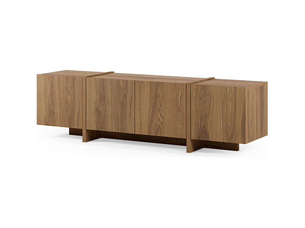 Nicole - Meuble TV 4 portes en bois 180cm - Bois foncé