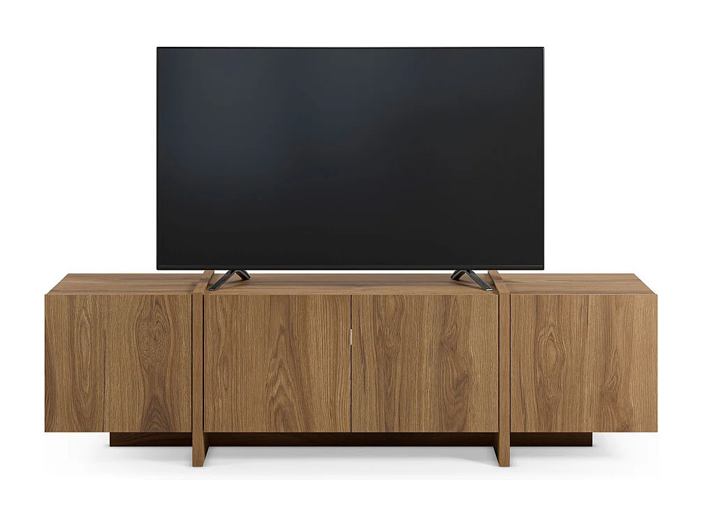 Nicole - Meuble TV 4 portes en bois 180cm - Bois foncé