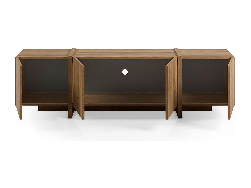 Nicole - Meuble TV 4 portes en bois 180cm - Bois foncé