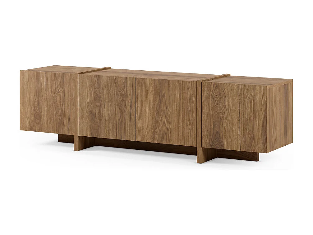 Nicole - Meuble TV 4 portes en bois 180cm - Bois foncé