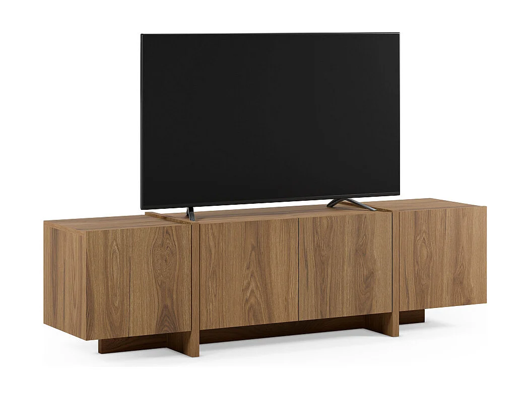 Nicole - Meuble TV 4 portes en bois 180cm - Bois foncé