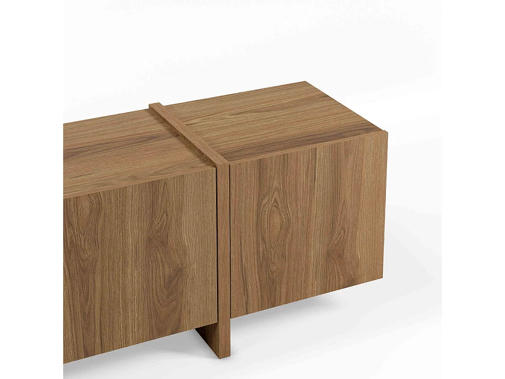 Nicole - Meuble TV 4 portes en bois 180cm - Bois foncé