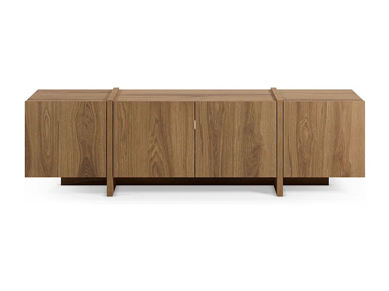 Nicole - Meuble TV 4 portes en bois 180cm - Bois foncé